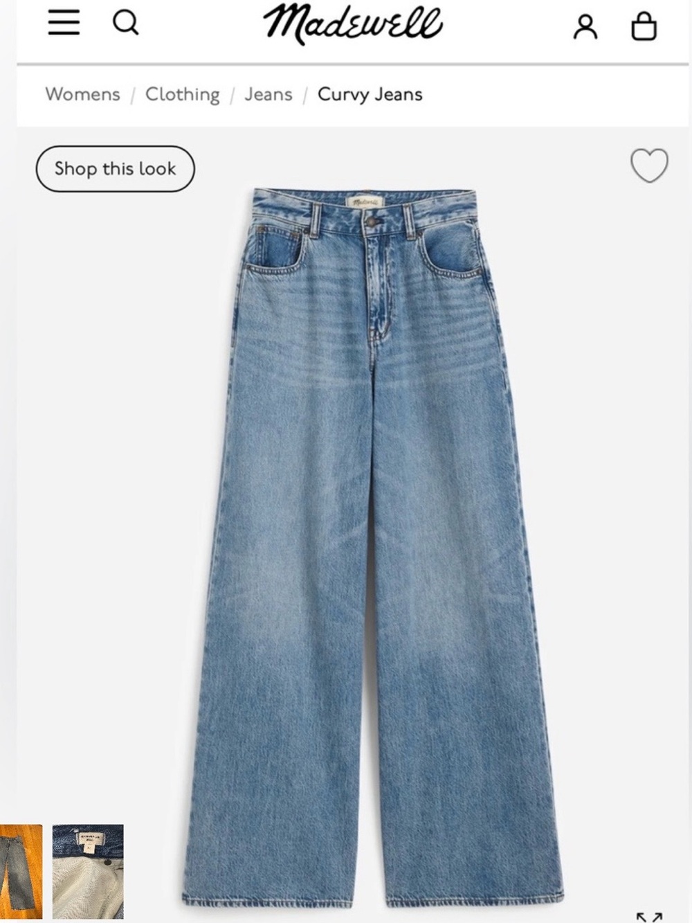 Madewell Light Wash Wide-Leg Curvy Jeans